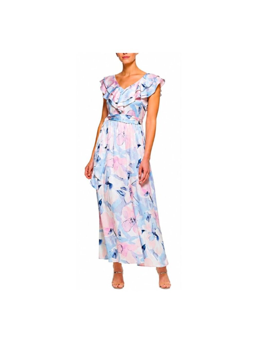 DKNY Ruffle-Collar Maxi Dress Multicolor Women's Size 2